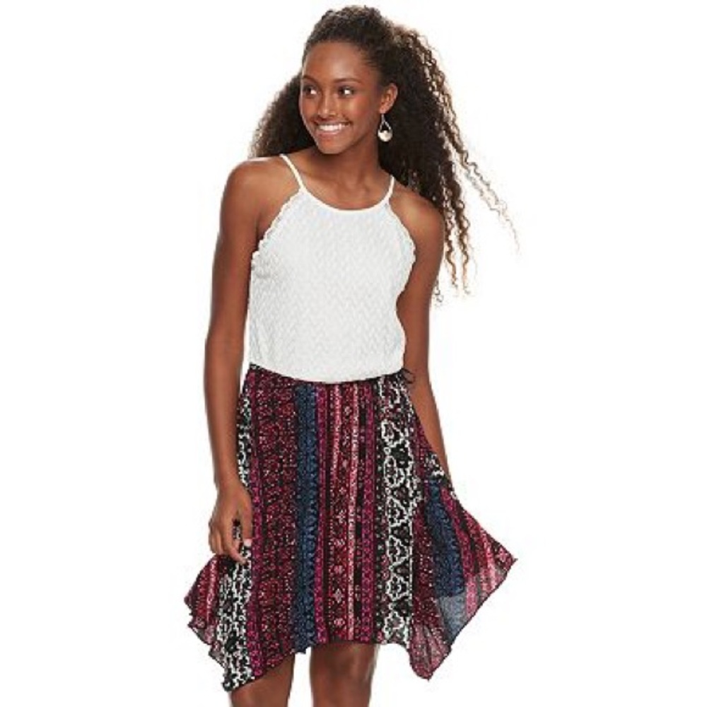 Lily Rose Lace Handkerchief Hem Dress